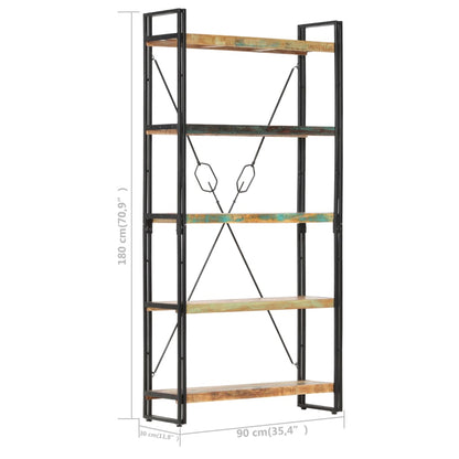 vidaXL 5-Tier Bookcase 90x30x180 cm Solid Reclaimed Wood