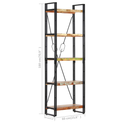 vidaXL 5-Tier Bookcase 60x30x180 cm Solid Reclaimed Wood