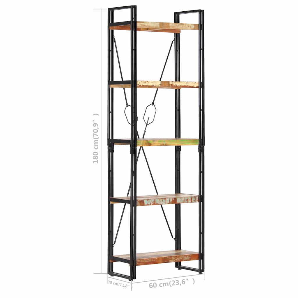 vidaXL 5-Tier Bookcase 60x30x180 cm Solid Reclaimed Wood