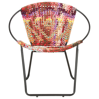 286609 vidaXL Circle Chair Multicolours Chindi Fabric
