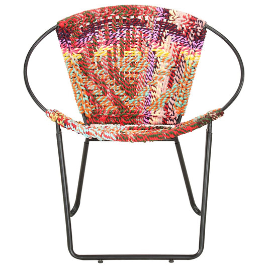 286609 vidaXL Circle Chair Multicolours Chindi Fabric