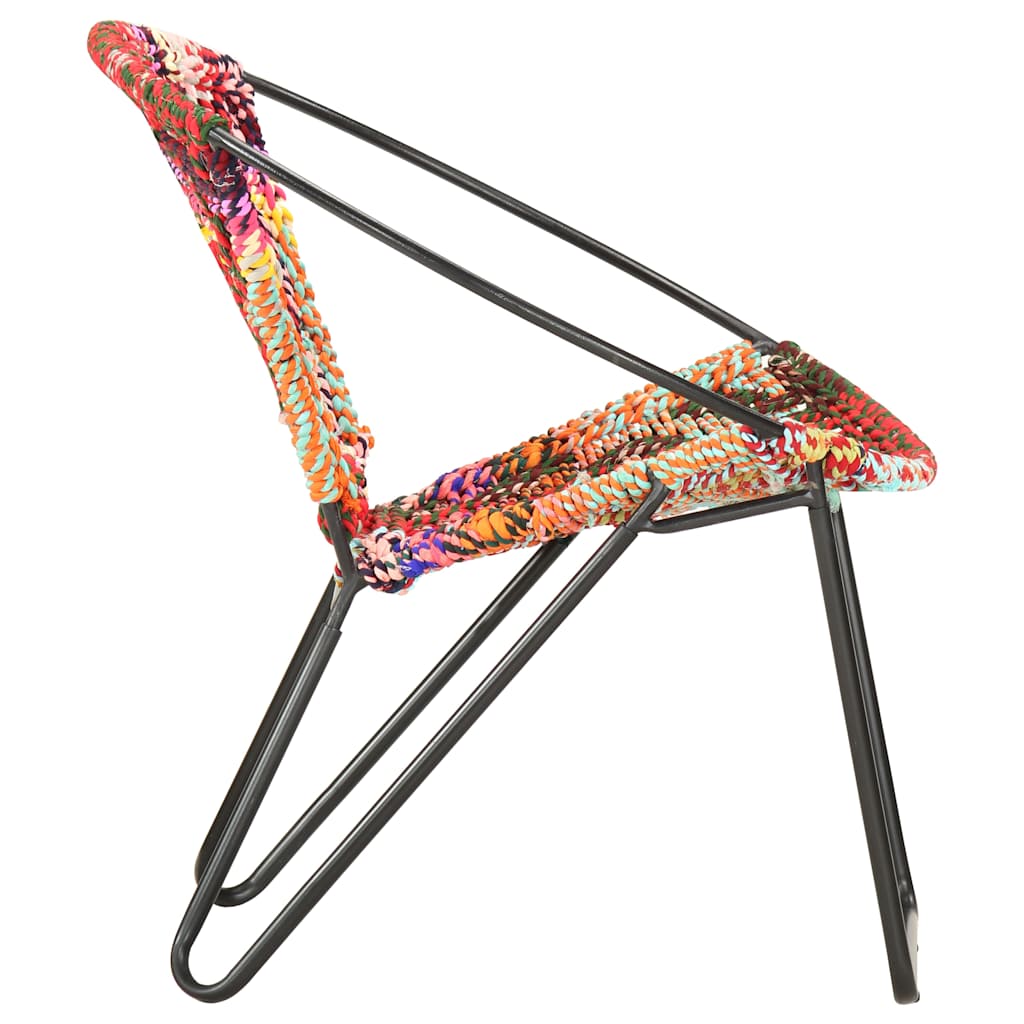 286609 vidaXL Circle Chair Multicolours Chindi Fabric