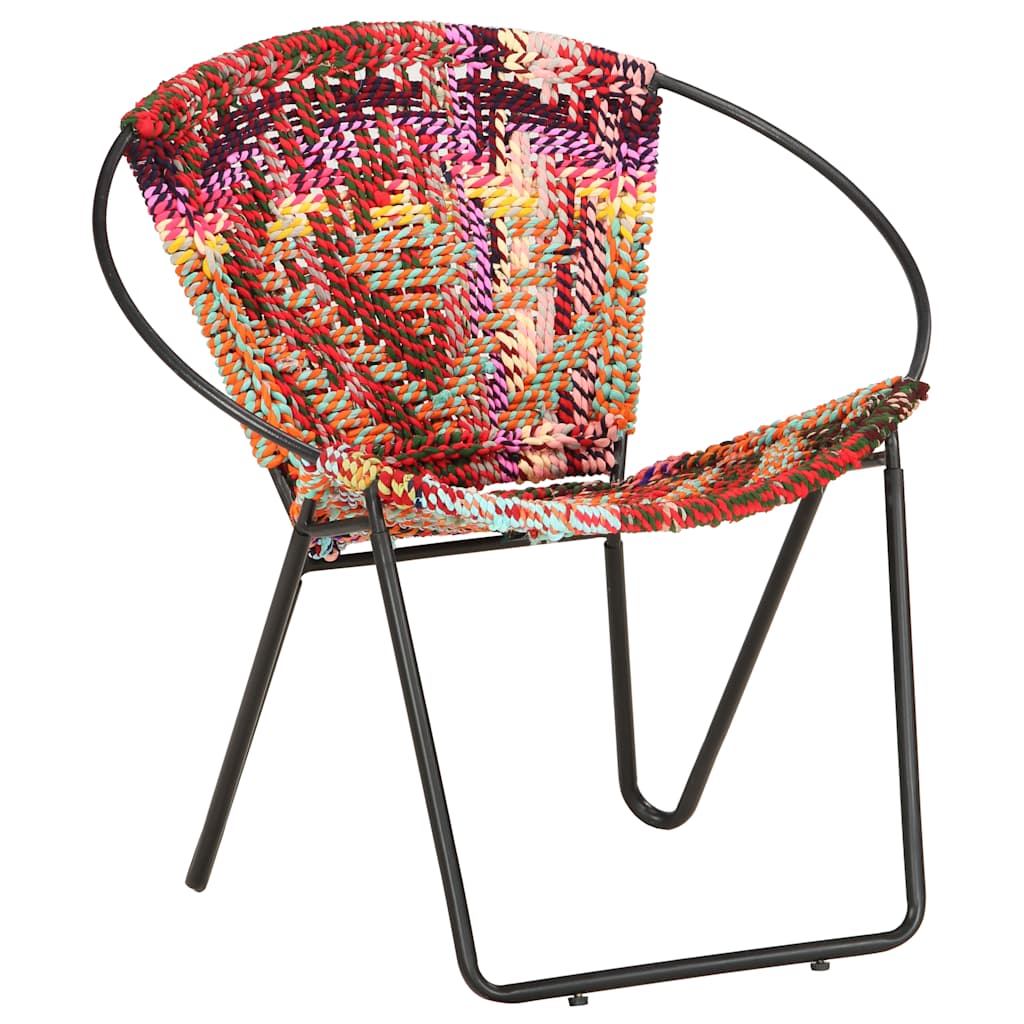 286609 vidaXL Circle Chair Multicolours Chindi Fabric