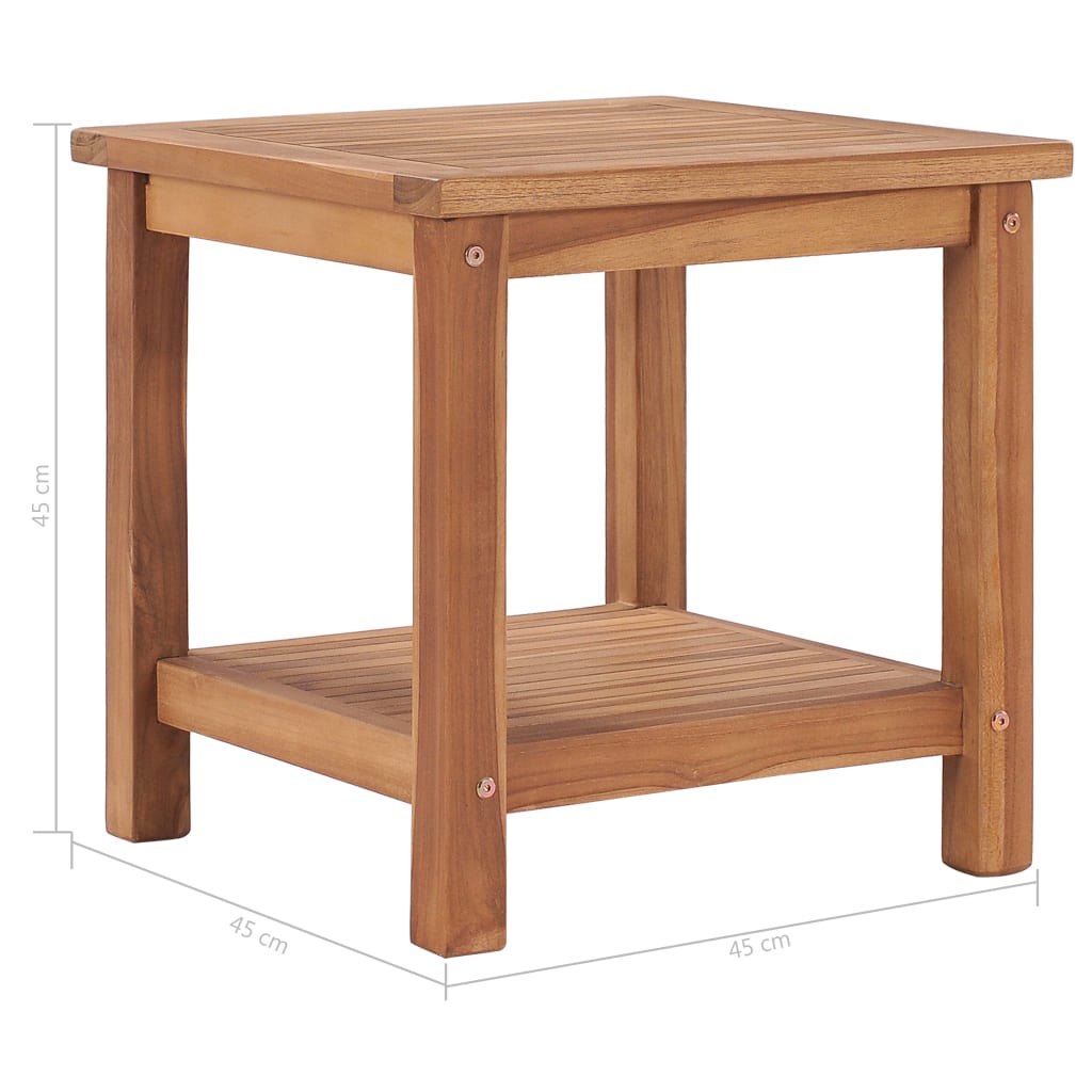 vidaXL Coffee Table | Natural Teak | Solid Teak Wood | 45x45x45 cm | Storage