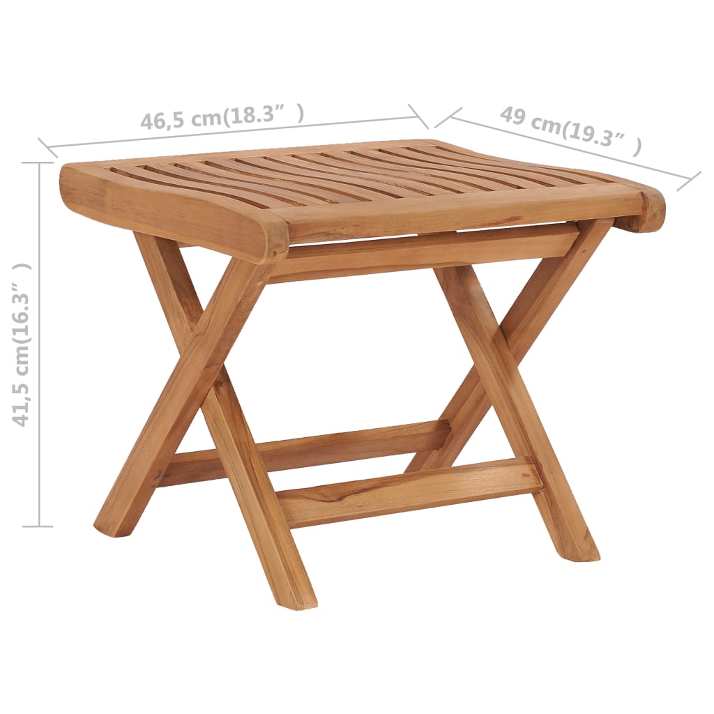 vidaXL Folding Footrest 46.5x49x41.5 cm Solid Teak Wood