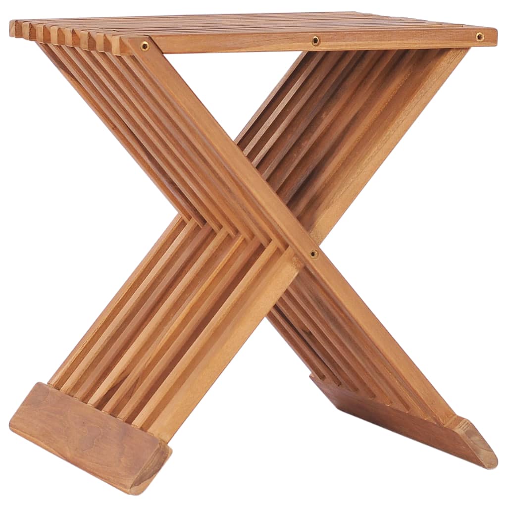vidaXL Stool | Teak | Solid Teak wood | Medium | Foldable | Folding Stool