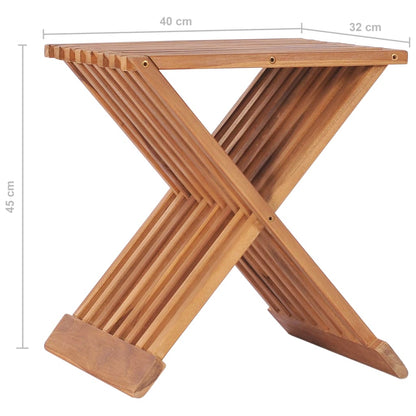 vidaXL Stool | Teak | Solid Teak wood | Medium | Foldable | Folding Stool