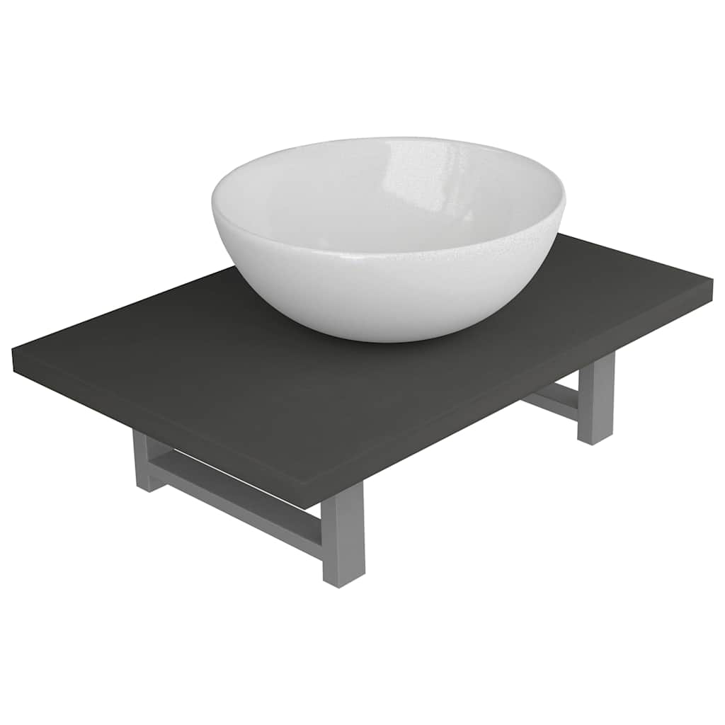 vidaXL Two Piece Bathroom Furniture Set Ceramic Grey