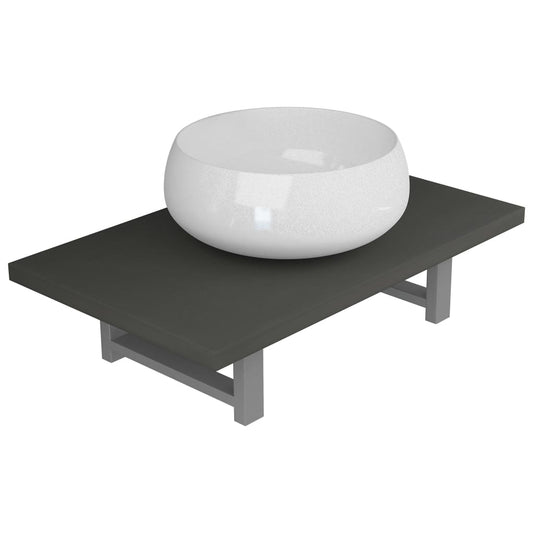 vidaXL Two Piece Bathroom Furniture Set Ceramic Grey