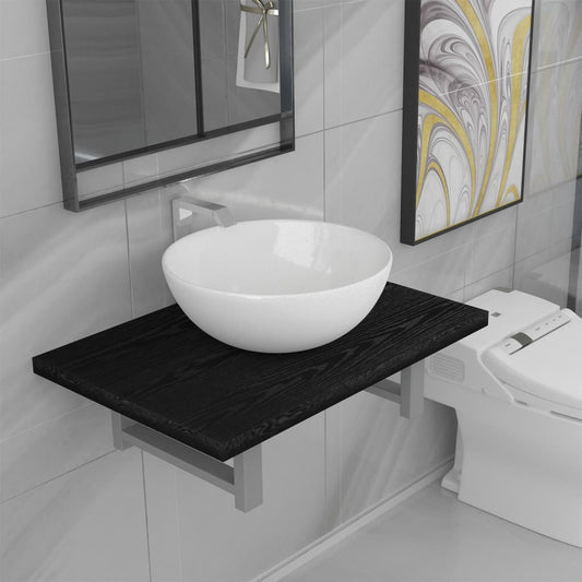vidaXL Bathroom Furniture Set | Black, White