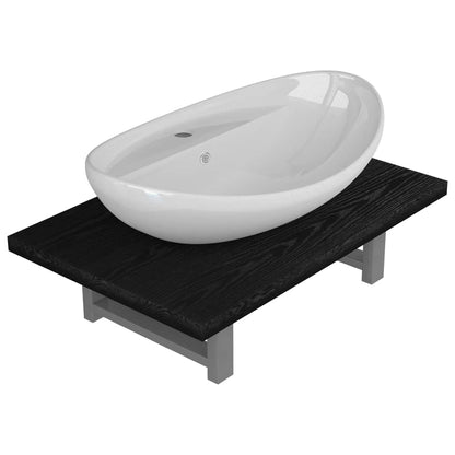 vidaXL Bathroom Furniture Set | Black and White | Engineered wood, Ceramic