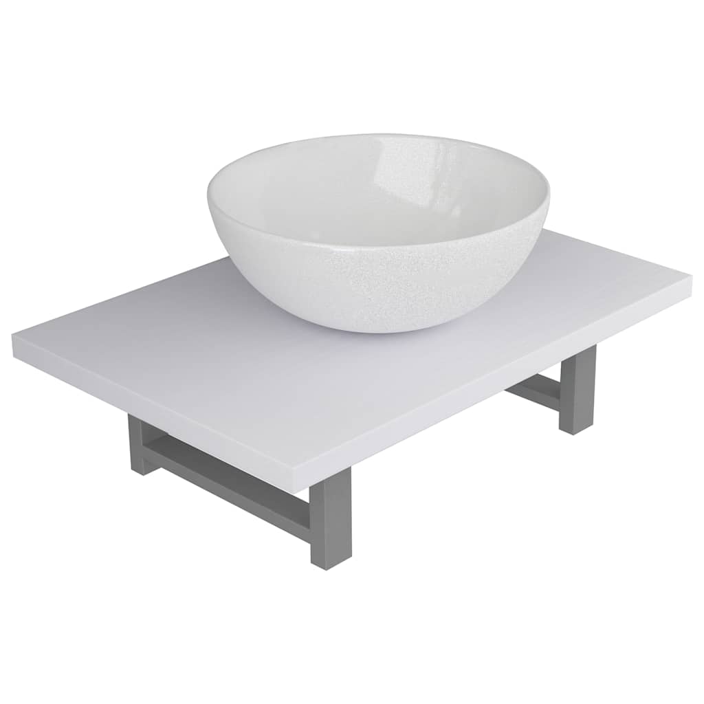 vidaXL Bathroom Furniture Set | White | Engineered wood and ceramic | Medium