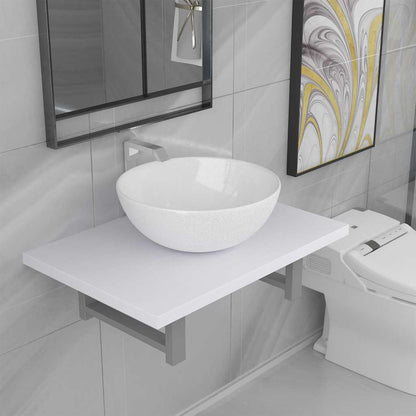 vidaXL Bathroom Furniture Set | White | Engineered wood and ceramic | Medium