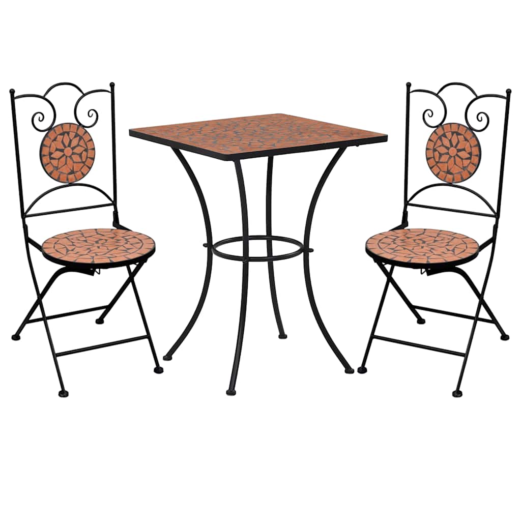 vidaXL Mosaic Bistro Set | Terracotta | Powder-coated iron | Medium | Durable