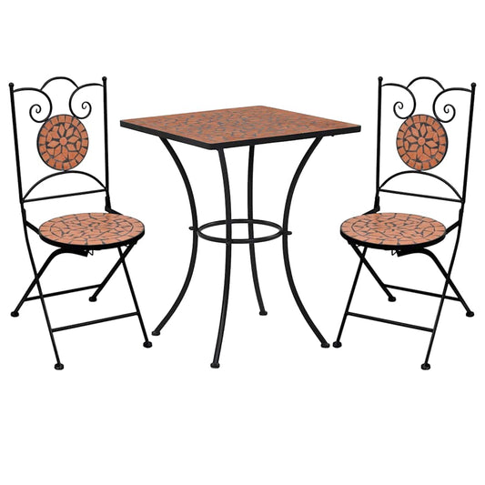 vidaXL Mosaic Bistro Set | Terracotta | Powder-coated iron | Medium | Durable