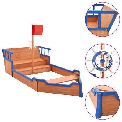 vidaXL Sandbox Pirate Ship Firwood 190x94,5x101 cm