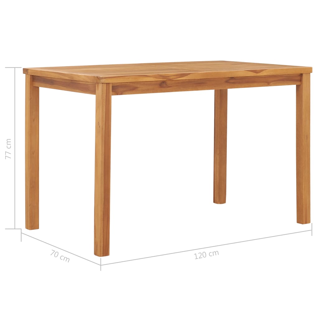 vidaXL Garden Dining Table 120x70x77 cm Solid Teak Wood