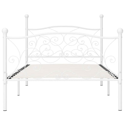 vidaXL Bed Frame without Mattress with Slatted Base White Metal 90x200 cm
