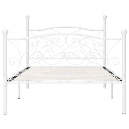 vidaXL Bed Frame without Mattress with Slatted Base White Metal 100x200 cm