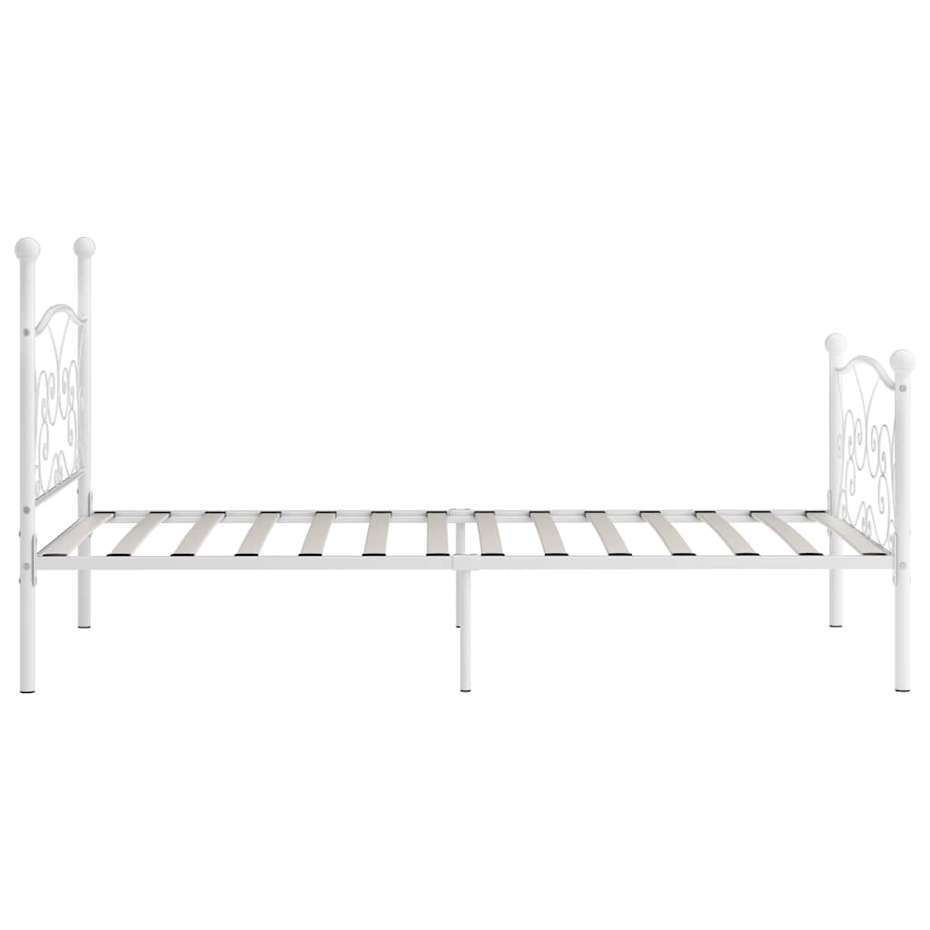 vidaXL Bed Frame without Mattress with Slatted Base White Metal 100x200 cm