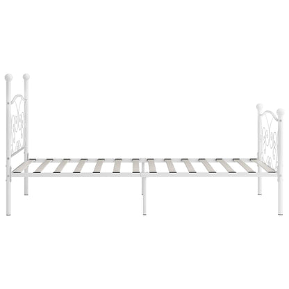vidaXL Bed Frame without Mattress with Slatted Base White Metal 100x200 cm