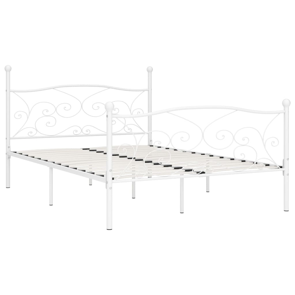 vidaXL Bed Frame without Mattress with Slatted Base White Metal 120x200 cm