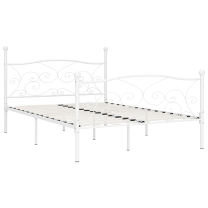 vidaXL Bed Frame without Mattress with Slatted Base White Metal 120x200 cm
