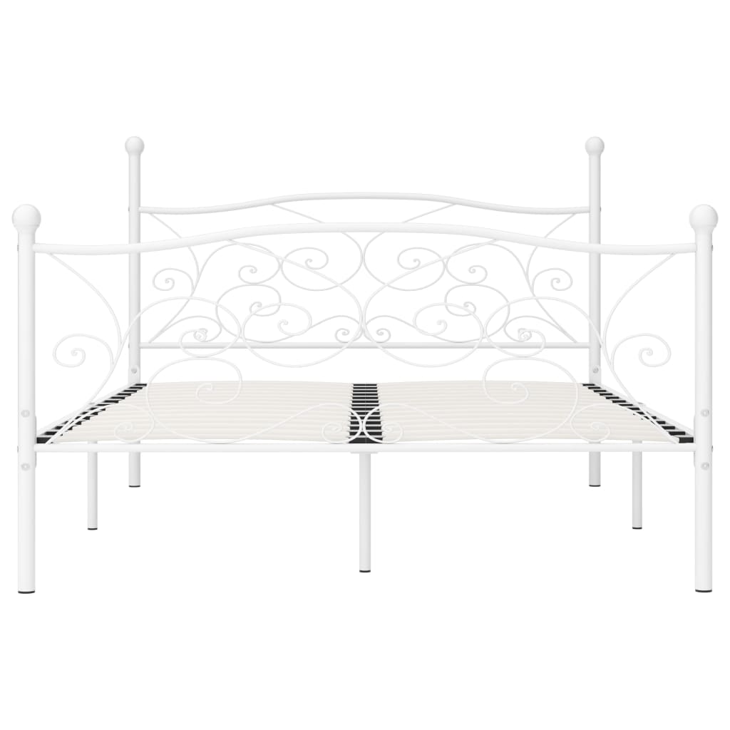 vidaXL Bed Frame without Mattress with Slatted Base White Metal 120x200 cm