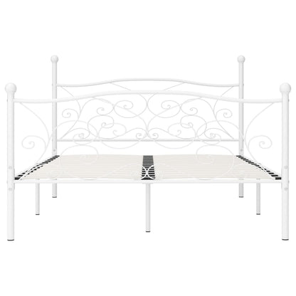 vidaXL Bed Frame without Mattress with Slatted Base White Metal 120x200 cm