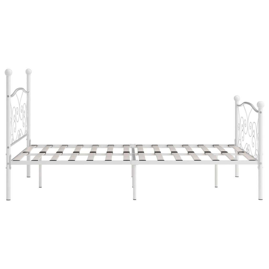 vidaXL Bed Frame without Mattress with Slatted Base White Metal 120x200 cm