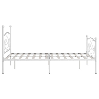 vidaXL Bed Frame without Mattress with Slatted Base White Metal 120x200 cm