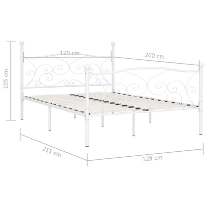 vidaXL Bed Frame without Mattress with Slatted Base White Metal 120x200 cm