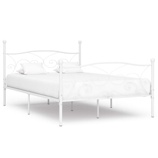 vidaXL Bed Frame without Mattress with Slatted Base White Metal 140x200 cm