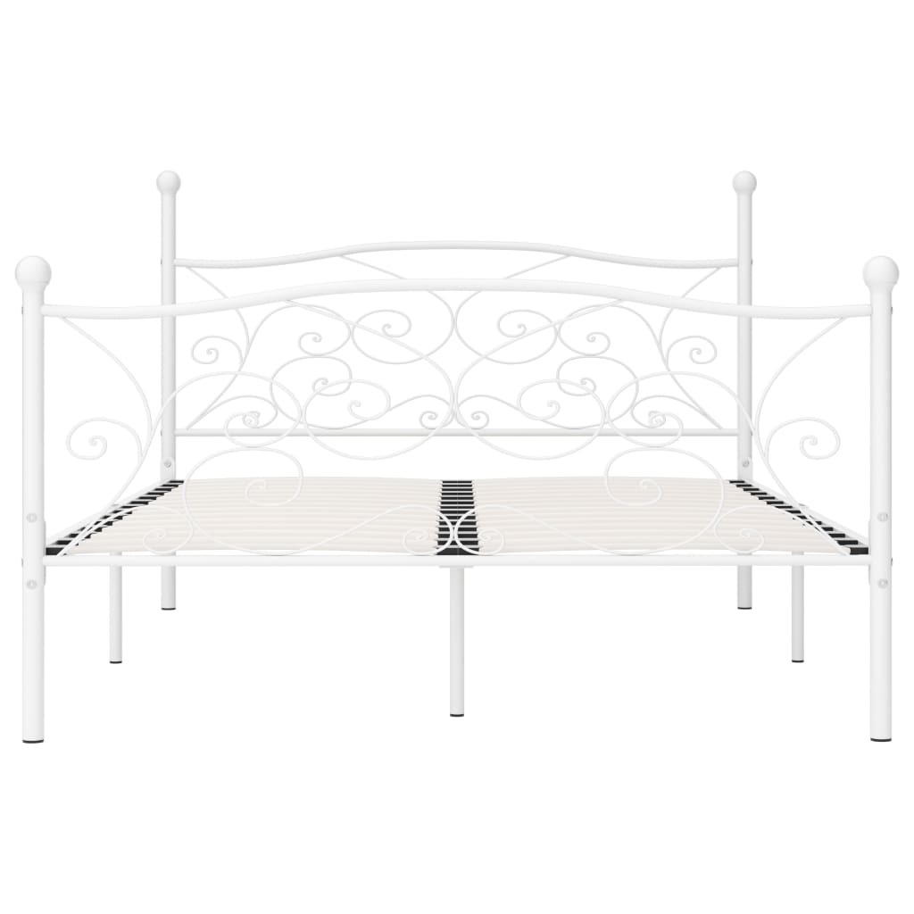 vidaXL Bed Frame without Mattress with Slatted Base White Metal 140x200 cm