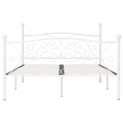 vidaXL Bed Frame without Mattress with Slatted Base White Metal 140x200 cm