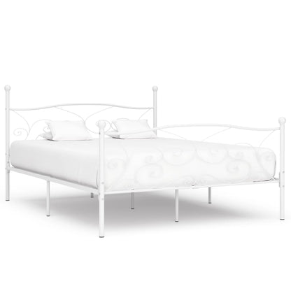 vidaXL Bed Frame | White | Metal and plywood | Double | Durable | Bed Frame