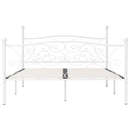 vidaXL Bed Frame | White | Metal and plywood | Double | Durable | Bed Frame