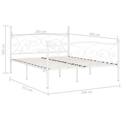 vidaXL Bed Frame | White | Metal and plywood | Double | Durable | Bed Frame