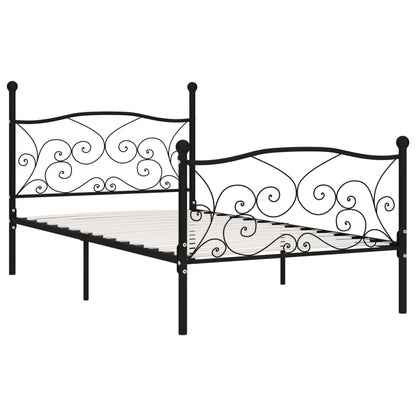 vidaXL Bed Frame without Mattress with Slatted Base Black Metal 90x200 cm