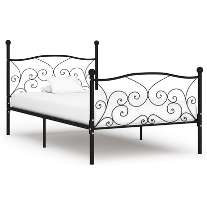 vidaXL Bed Frame | Black | Metal, Plywood | 100x200 cm | Classic/Traditional