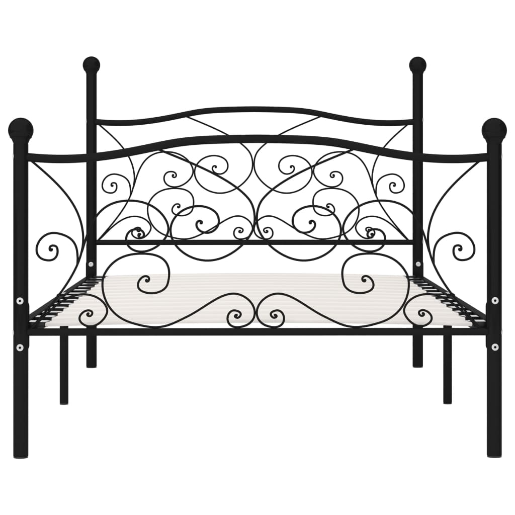 vidaXL Bed Frame | Black | Metal, Plywood | 100x200 cm | Classic/Traditional