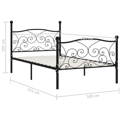 vidaXL Bed Frame | Black | Metal, Plywood | 100x200 cm | Classic/Traditional