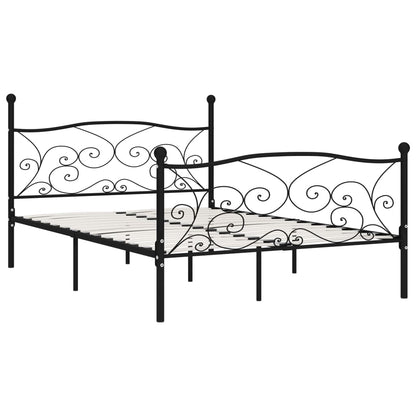 vidaXL Bed Frame | Black | Metal, Plywood | Double | Modern | Bed Frame