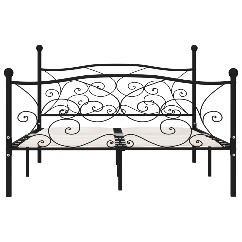 vidaXL Bed Frame | Black | Metal, Plywood | Double | Modern | Bed Frame