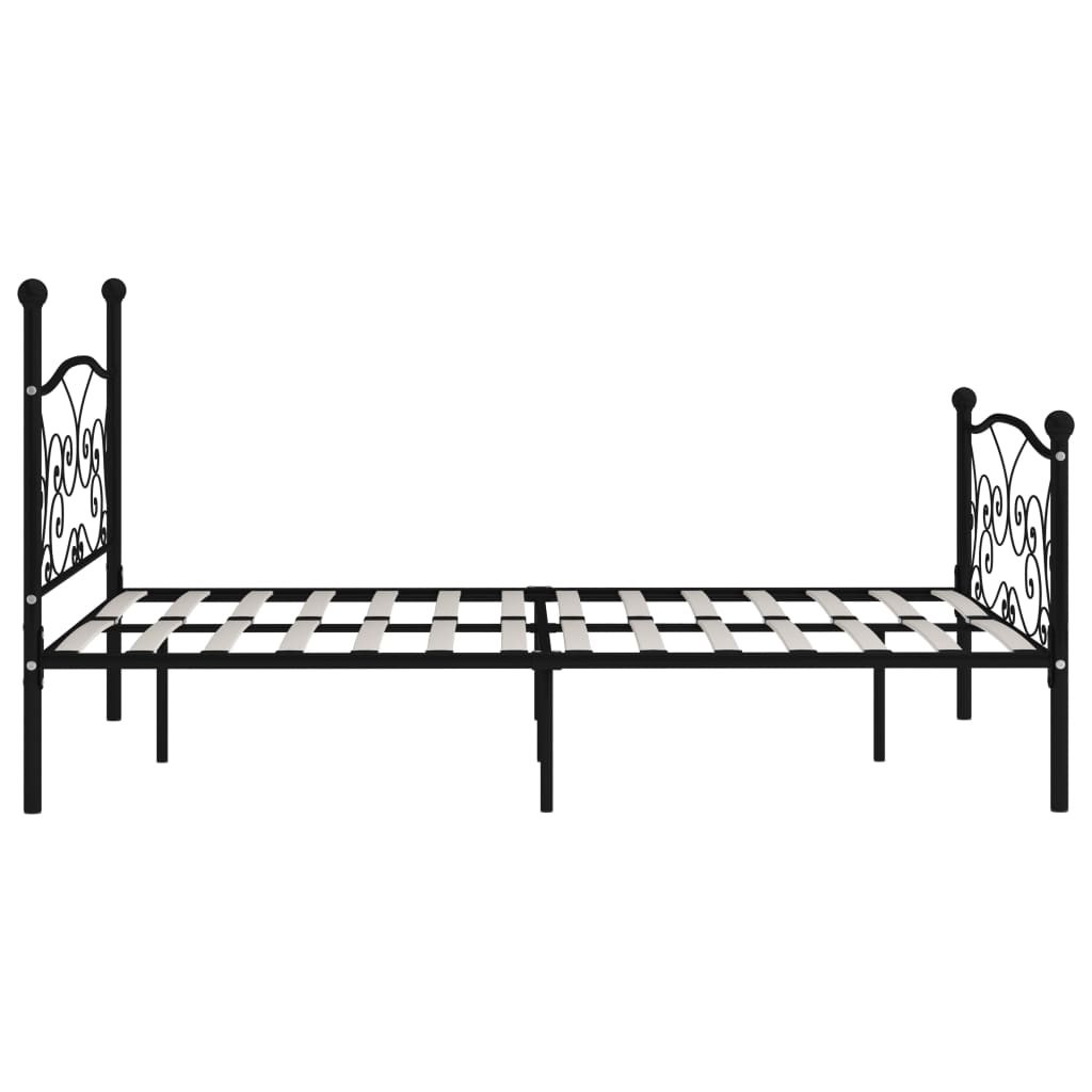 vidaXL Bed Frame | Black | Metal, Plywood | Double | Modern | Bed Frame