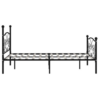 vidaXL Bed Frame | Black | Metal, Plywood | Double | Modern | Bed Frame