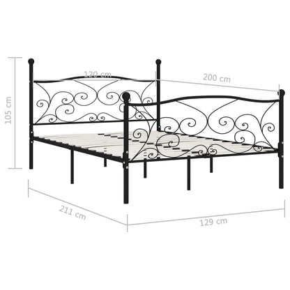 vidaXL Bed Frame | Black | Metal, Plywood | Double | Modern | Bed Frame