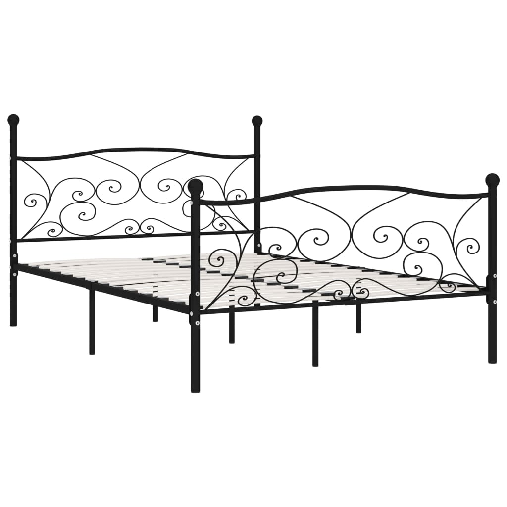 vidaXL Bed Frame without Mattress with Slatted Base Black Metal 140x200 cm