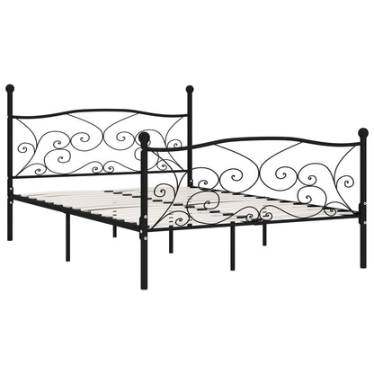 vidaXL Bed Frame without Mattress with Slatted Base Black Metal 140x200 cm