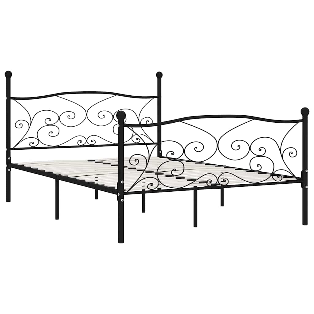 vidaXL Bed Frame without Mattress with Slatted Base Black Metal 140x200 cm